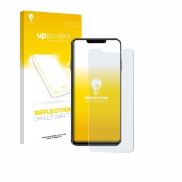 Vorderseite einer Produktverpackung mit dem Markenlogo upscreen. Daneben ist das Gerät Huawei Enjoy 60X mit dem zugehörigen Di