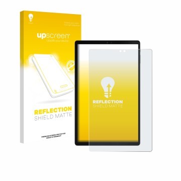 Parte frontal de un envase de producto con el logotipo de la marca upscreen. Al lado se muestra el dispositivo ZTE Blade X1001