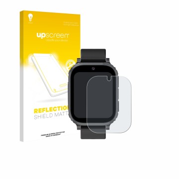 Vorderseite einer Produktverpackung mit dem Markenlogo upscreen. Daneben ist das Gerät Ruopoem Kids Smartwatch 4G mit dem zuge