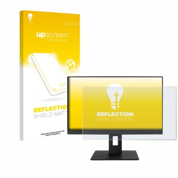 Vorderseite einer Produktverpackung mit dem Markenlogo upscreen. Daneben ist das Gerät ASUS BE24EQSB mit dem zugehörigen Displ