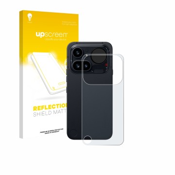 Parte frontale di una confezione del prodotto con il logo del marchio upscreen. Accanto è raffigurato il dispositivo Nothing P