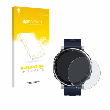 Face avant d’un emballage produit avec le logo de la marque upscreen. À côté, l’appareil Amazfit Active 3 Premium est représen