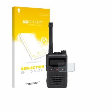 Vorderseite einer Produktverpackung mit dem Markenlogo upscreen. Daneben ist das Gerät Motorola EVX S24 mit dem zugehörigen Di