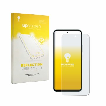 Parte frontal de un envase de producto con el logotipo de la marca upscreen. Al lado se muestra el dispositivo Vivo iQOO Z11x 