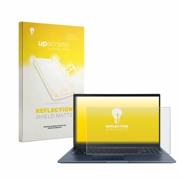 Front side of a product packaging with the brand logo upscreen. Next to it is the device ASUS Vivobook 15 M1502YA shown with t