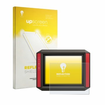 Vorderseite einer Produktverpackung mit dem Markenlogo upscreen. Daneben ist das Gerät Müller Elektronik TRACK‑Guide III mit d