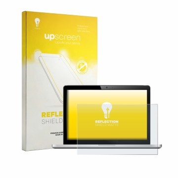 Parte frontal de un envase de producto con el logotipo de la marca upscreen. Al lado se muestra el dispositivo con su protecto