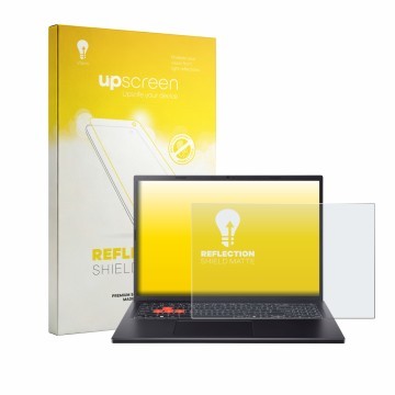 Vorderseite einer Produktverpackung mit dem Markenlogo upscreen. Daneben ist das Gerät Acer Nitro Lite 16 NL16-71G mit dem zug