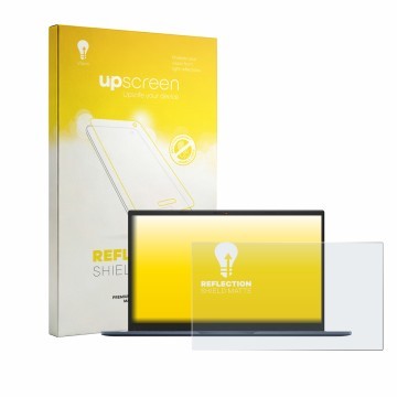 Face avant d’un emballage produit avec le logo de la marque upscreen. À côté, l’appareil ASUS Vivobook 15 F1504 est représenté