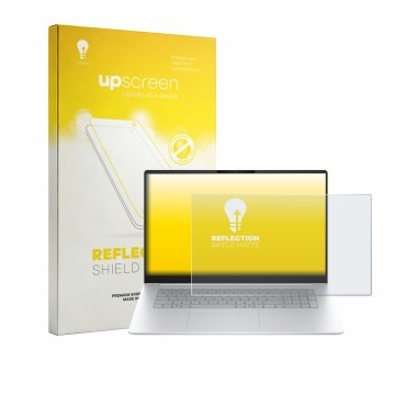 Front side of a product packaging with the brand logo upscreen. Next to it is the device HP OmniBook 3 17 17-dp0233ngx shown w