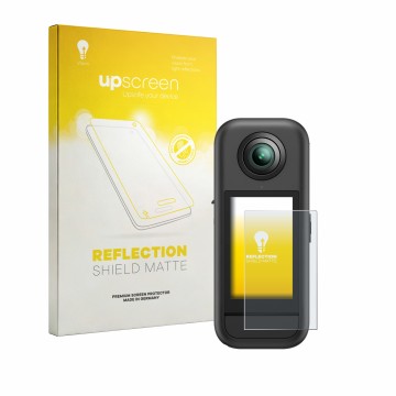 Vorderseite einer Produktverpackung mit dem Markenlogo upscreen. Daneben ist das Gerät Akaso 360 mit dem zugehörigen Displaysc