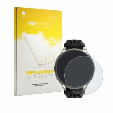 Face avant d’un emballage produit avec le logo de la marque upscreen. À côté, l’appareil Amazfit Cheetah 2 Pro est représenté 