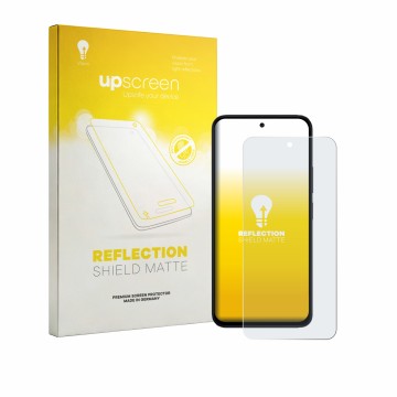 Face avant d’un emballage produit avec le logo de la marque upscreen. À côté, l’appareil Xiaomi Poco M8s est représenté avec l