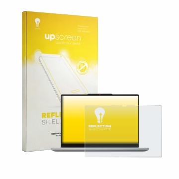 Face avant d’un emballage produit avec le logo de la marque upscreen. À côté, l’appareil Lenovo IdeaPad 5x 2-in-1 Gen 11 14
