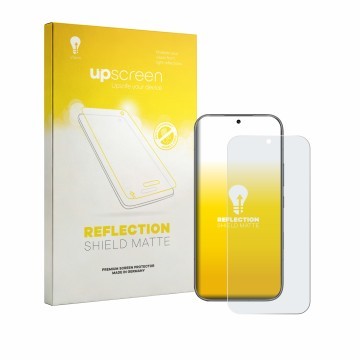 Parte frontale di una confezione del prodotto con il logo del marchio upscreen. Accanto è raffigurato il dispositivo Honor 600