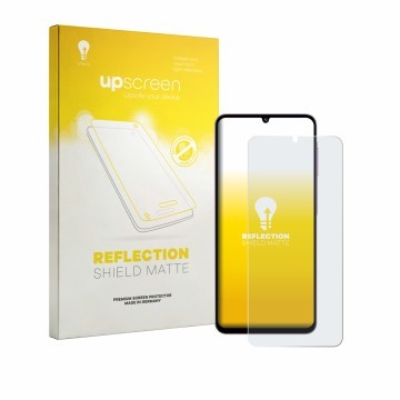 Parte frontale di una confezione del prodotto con il logo del marchio upscreen. Accanto è raffigurato il dispositivo Samsung G