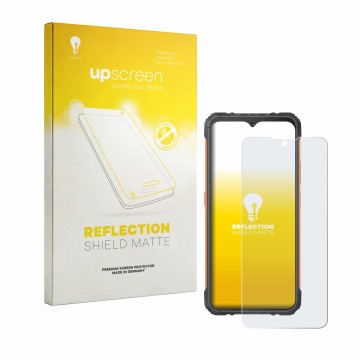 Vorderseite einer Produktverpackung mit dem Markenlogo upscreen. Daneben ist das Gerät Cubot KingKong Ace 5 mit dem zugehörige
