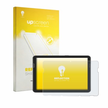 Parte frontale di una confezione del prodotto con il logo del marchio upscreen. Accanto è raffigurato il dispositivo Zebra ET4
