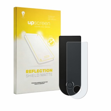 Parte frontale di una confezione del prodotto con il logo del marchio upscreen. Accanto è raffigurato il dispositivo Xiaomi El