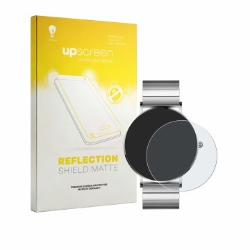 Face avant d’un emballage produit avec le logo de la marque upscreen. À côté, l’appareil Xcoast Minimalist Unisex Smartwatch e