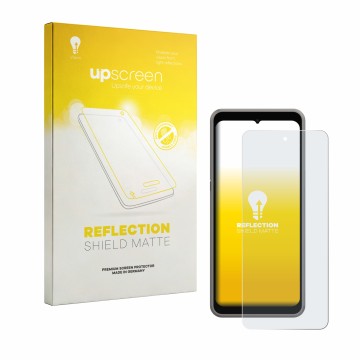 Parte frontal de un envase de producto con el logotipo de la marca upscreen. Al lado se muestra el dispositivo ingenico Axium 