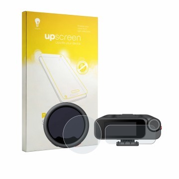 Vorderseite einer Produktverpackung mit dem Markenlogo upscreen. Daneben ist das Gerät Insta360 Mic Pro TX + RX mit dem zugehö