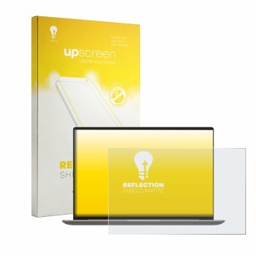 Parte frontal de un envase de producto con el logotipo de la marca upscreen. Al lado se muestra el dispositivo Honor MagicBook