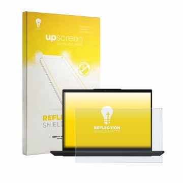 Face avant d’un emballage produit avec le logo de la marque upscreen. À côté, l’appareil Lenovo ThinkPad L16 Gen 3 est représe
