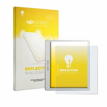 Vorderseite einer Produktverpackung mit dem Markenlogo upscreen. Daneben ist das Gerät Bigme B7 Pro mit dem zugehörigen Displa