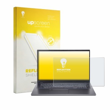 Parte frontale di una confezione del prodotto con il logo del marchio upscreen. Accanto è raffigurato il dispositivo Acer Aspi