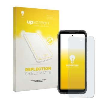 Parte frontale di una confezione del prodotto con il logo del marchio upscreen. Accanto è raffigurato il dispositivo Blackview