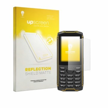 Parte frontale di una confezione del prodotto con il logo del marchio upscreen. Accanto è raffigurato il dispositivo Ulefone A