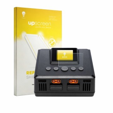 Parte frontal de un envase de producto con el logotipo de la marca upscreen. Al lado se muestra el dispositivo Spektrum Smart 