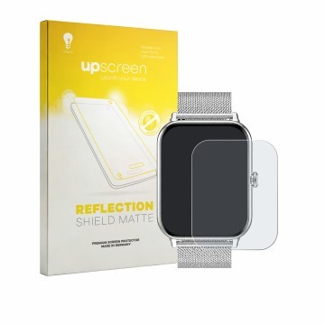 Parte frontal de un envase de producto con el logotipo de la marca upscreen. Al lado se muestra el dispositivo Betatree Smartw