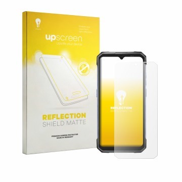 Vorderseite einer Produktverpackung mit dem Markenlogo upscreen. Daneben ist das Gerät Hotwav Cyber 17 mit dem zugehörigen Dis