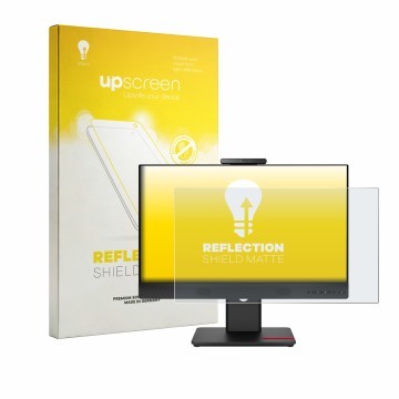 Parte frontale di una confezione del prodotto con il logo del marchio upscreen. Accanto è raffigurato il dispositivo Lenovo Th