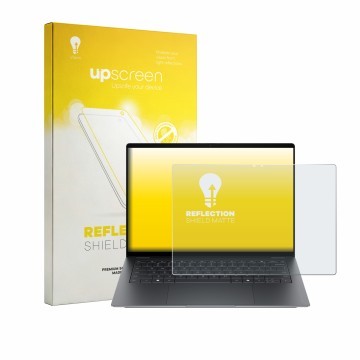 Face avant d’un emballage produit avec le logo de la marque upscreen. À côté, l’appareil HP OmniBook Ultra 14 2026 14-kd0771ng