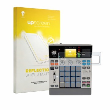 Front side of a product packaging with the brand logo upscreen. Next to it is the device Akai MPC Sample shown with the corres