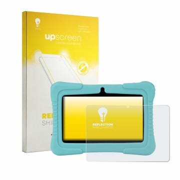 Front side of a product packaging with the brand logo upscreen. Next to it is the device SaveFamily Kids Tablet 7