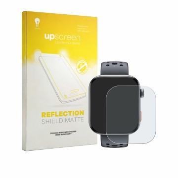 Vorderseite einer Produktverpackung mit dem Markenlogo upscreen. Daneben ist das Gerät Haylou Watch Hyper mit dem zugehörigen 