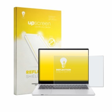 Face avant d’un emballage produit avec le logo de la marque upscreen. À côté, l’appareil Acer Swift Spin 14 AI est représenté 