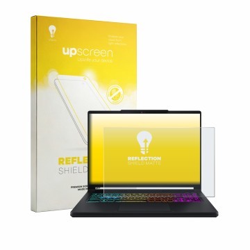 Parte frontale di una confezione del prodotto con il logo del marchio upscreen. Accanto è raffigurato il dispositivo MSI Cross
