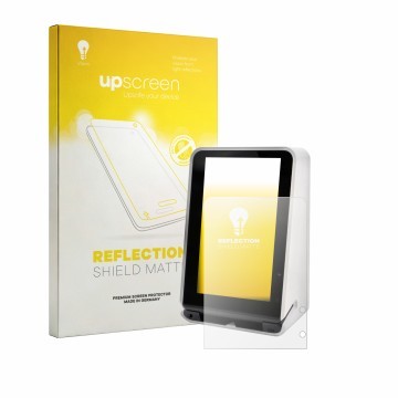 Parte frontal de un envase de producto con el logotipo de la marca upscreen. Al lado se muestra el dispositivo SENVEND UX700 c