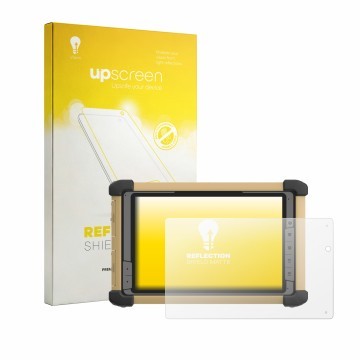 Parte frontale di una confezione del prodotto con il logo del marchio upscreen. Accanto è raffigurato il dispositivo DT Resear