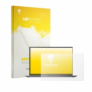 Parte frontal de un envase de producto con el logotipo de la marca upscreen. Al lado se muestra el dispositivo LG gram 16Z90TL