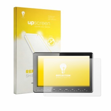 Face avant d’un emballage produit avec le logo de la marque upscreen. À côté, l’appareil Zenec Z-N975 est représenté avec la p