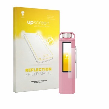 Parte frontal de un envase de producto con el logotipo de la marca upscreen. Al lado se muestra el dispositivo FiiO SnowSky Ec
