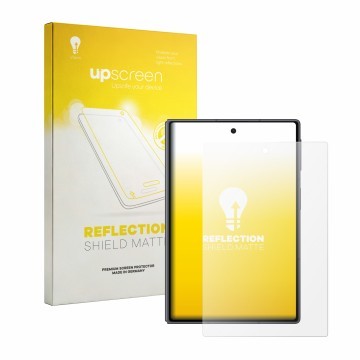 Face avant d’un emballage produit avec le logo de la marque upscreen. À côté, l’appareil Samsung Galaxy Z Fold 8 est représent