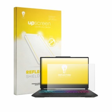Face avant d’un emballage produit avec le logo de la marque upscreen. À côté, l’appareil MSI Cyborg 15 A13V est représenté ave