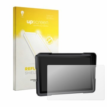 Face avant d’un emballage produit avec le logo de la marque upscreen. À côté, l’appareil Atovanka Motorrad Carplay 7